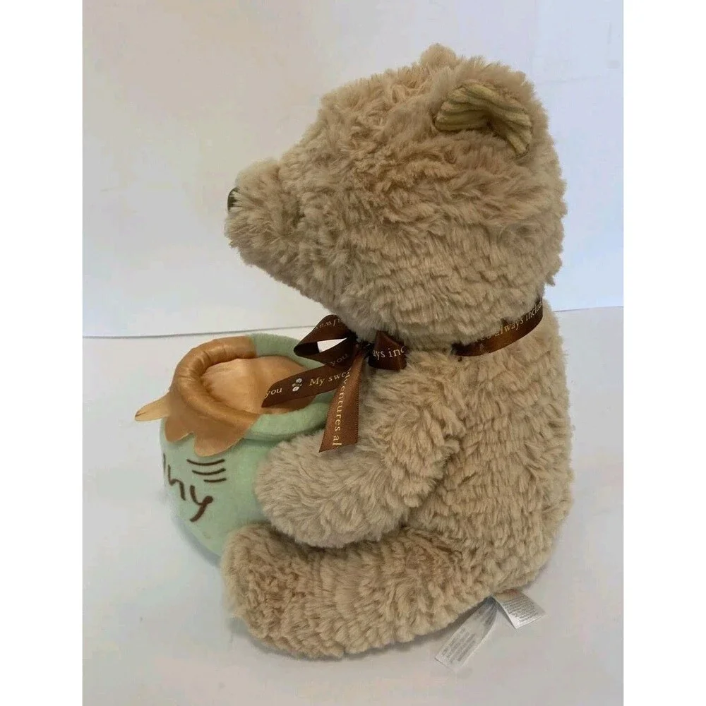Disney Baby Winnie The Pooh Plush Musical Bear Holding Honey Pot Wind Up Music